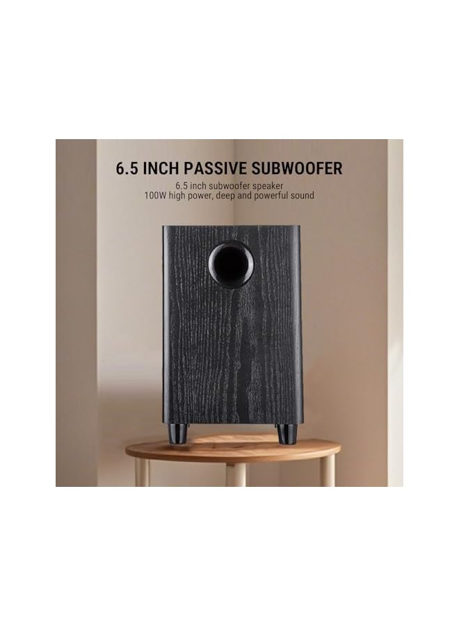 6.5 Inch Powered Subwoofer, 100W Passive Bass Speaker with Deep Bass for Home Theater & TV, Plug and Play, Compact Home Audio - Image 2
